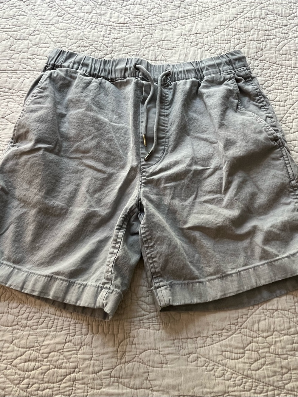 American Eagle Outfitters Light Gray/Blue Linen Beach Shorts - XS